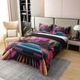 thumbnail image 3 of Erosebridal Housse de Couette Voiture de Course 100 % Coton Simple, Literie Rayures de Rue Taille Simple, Décor Flamant Rose, Réversible 2 Pcs (Sans Couette), 3 of 8