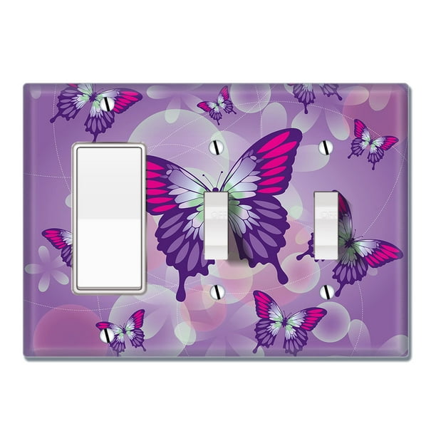 Wirester Triple 1 Gang Decorator Light Switch And 2 Gang Toggle Wall Plate Switch Plate Cover Pink Purple Butterfly Walmart Com Walmart Com