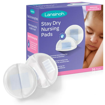 Lansinoh Stay Dry Disposable Nursing Pads for feeding, 36 Ct