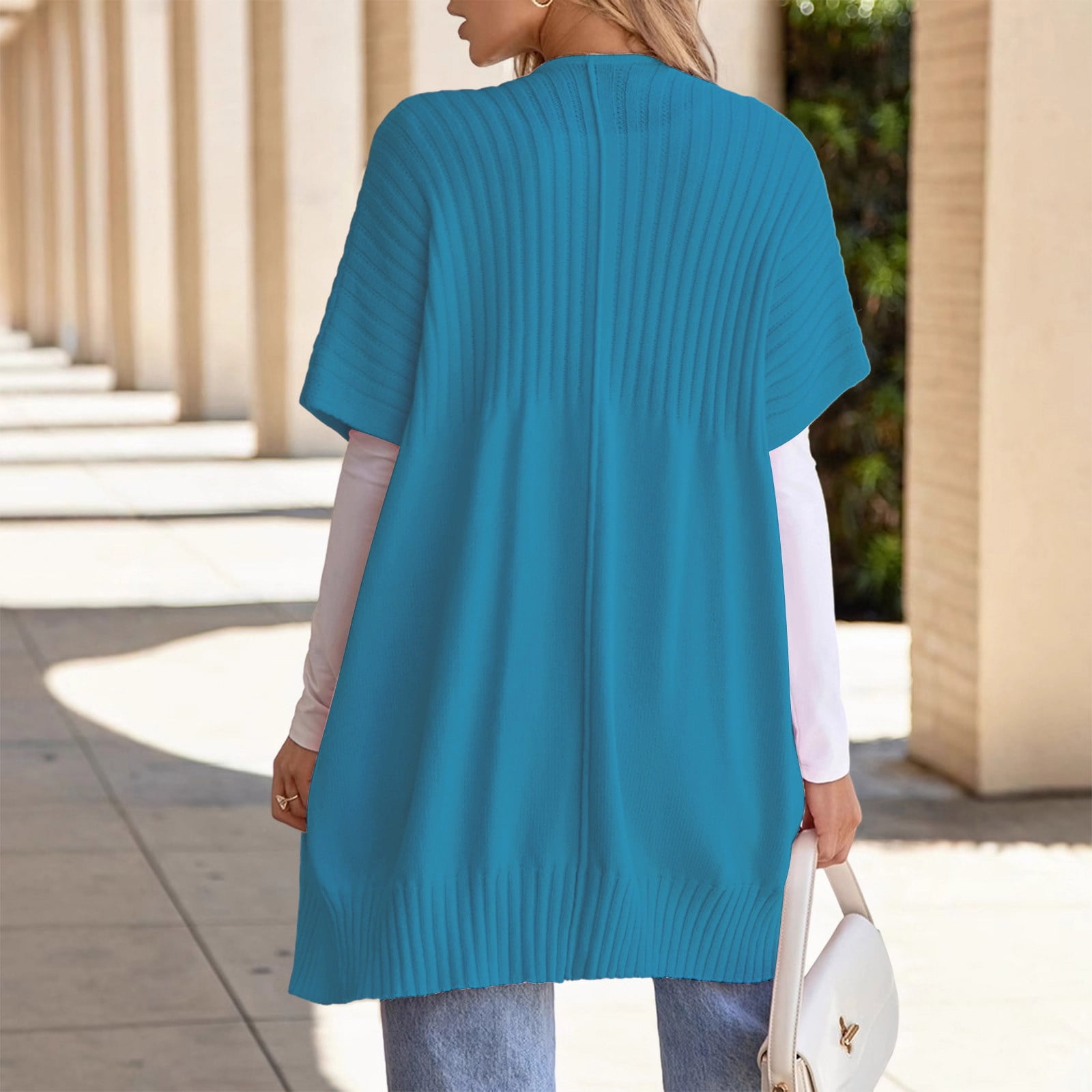 Women Long Sleeve Open Front Cardigan Casual Lightweight Cardigans Loose Knit Outwear with Pockets