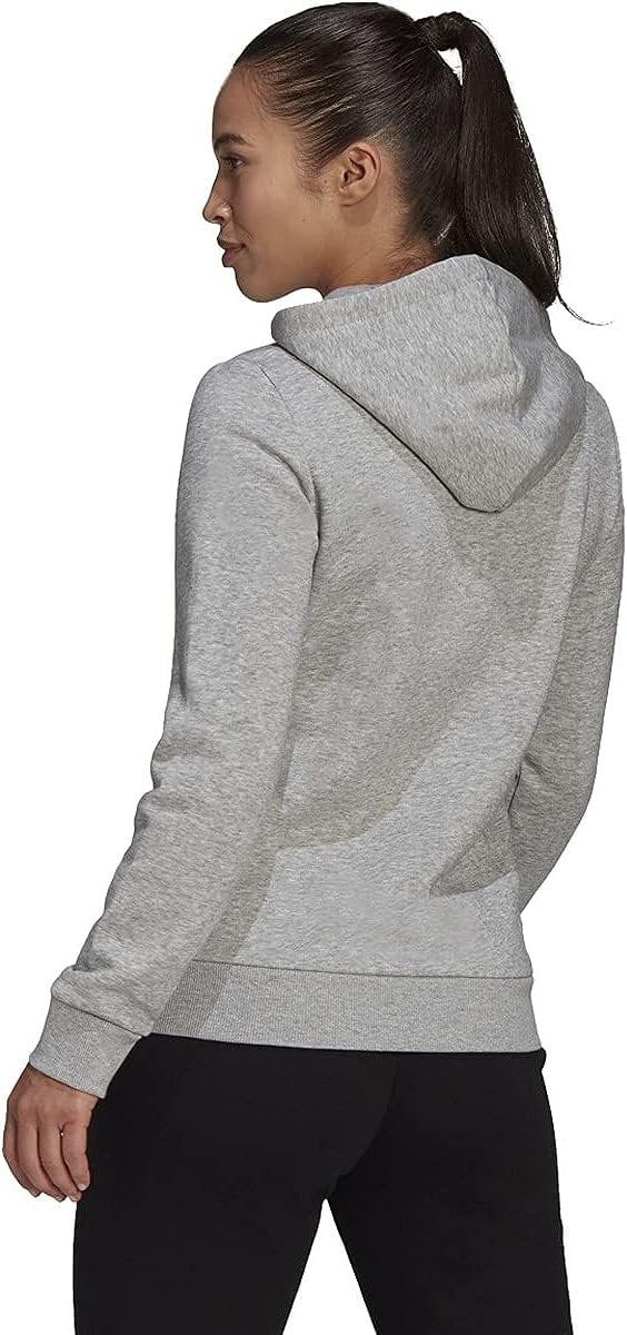 Women\'s Fleece Grey Logo Heather/White Medium Hoodie, Loungewear Standard adidas Essentials