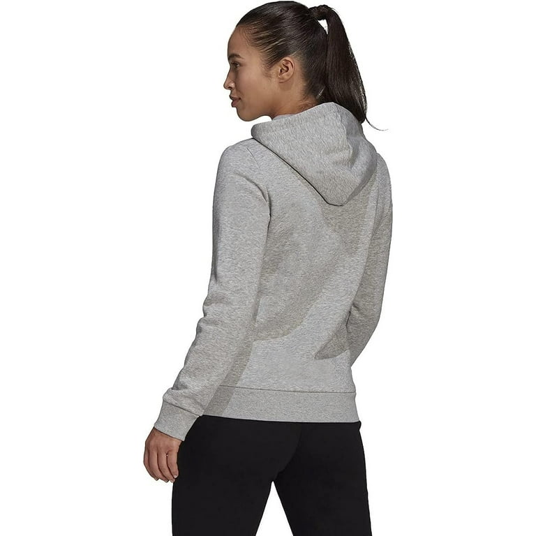 adidas Women\'s Standard Loungewear Essentials Logo Fleece Hoodie, Medium  Grey Heather/White
