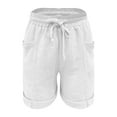 thumbnail image 4 of BKQCNKM Gauze Shorts for Women, Linen Shorts for Women, Wide Leg Shorts for Women, Wide Leg Shorts for Women, Linen Shorts for Women, White M, 4 of 5