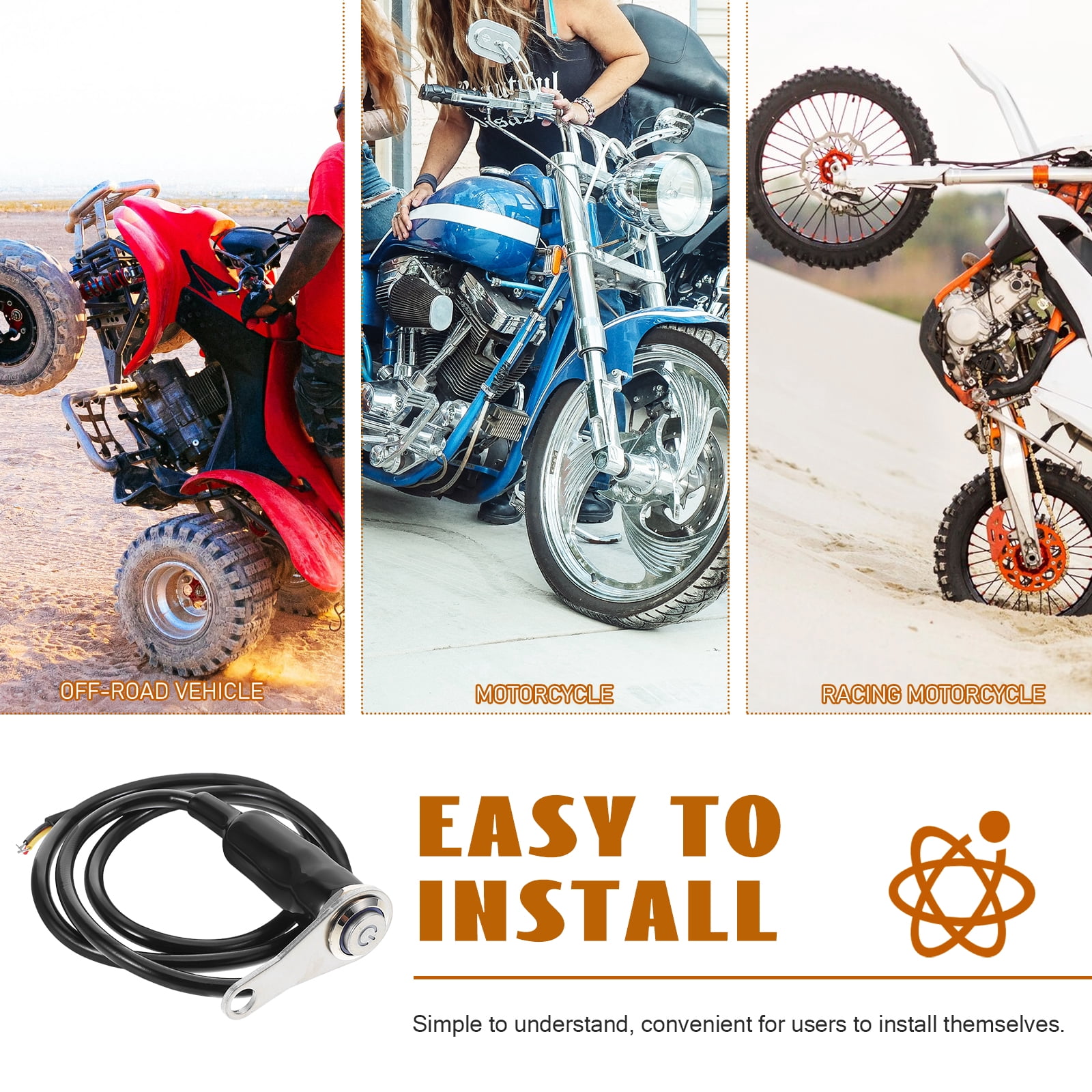 Universal Motorcycle Horn Button Waterproof Handlebar ON/OFF Switch Adjustable Mount for All Motorbike Dirt Bikes