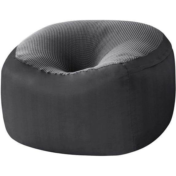 CHUN YI Bean Bag Seat Cover Textured Grid Stretch Slipcover with Zipper (L, Gray)