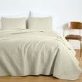 thumbnail image 2 of Chezmoi Collection Luca 3-Piece Oversized Bedspread Set, Queen Size, Ivory, Summer Quilt Lightweight Microfiber Bedspread 100 x 106, Floral Medallion Pattern Coverlet for All Season, 2 of 9