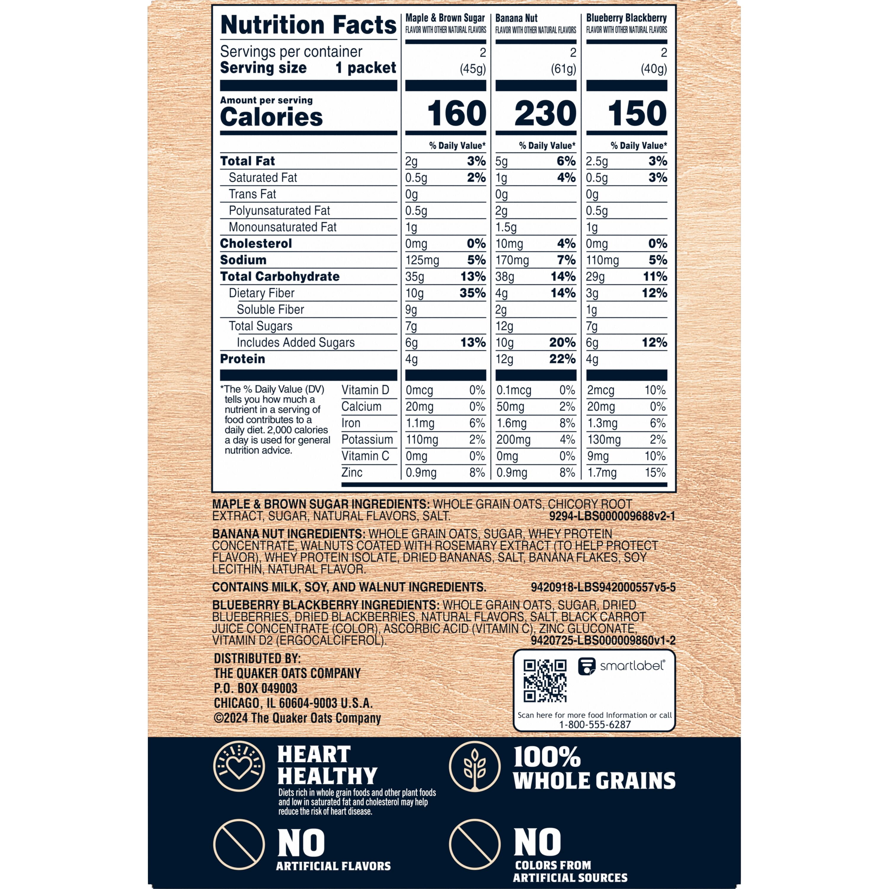 (6 pack) Quaker Essentials Instant Oatmeal, Variety Pack, Good Source of Vitamins, Protein and Fiber, 10.3 Ounce