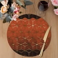 thumbnail image 3 of Orange Geometric Round 15 Inch Placemats Set of 6, Ombre Modern Abstract Art HeatResistant Non Slip Place Mats for Dining Table, Wipeable Braided Kitchen Table Mats for Housewarming, 3 of 9