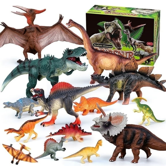 Drefirsa Realistic Dinosaur Action Figures Plastic Toy Set, 14 Pieces