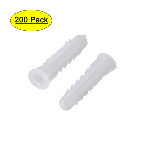 Unique Bargains Tuyau d'Expansion en Plastique 6mmX30mm Colonne Ancrage Murale Cadre Fixations Tube Blanc 200 Pcs