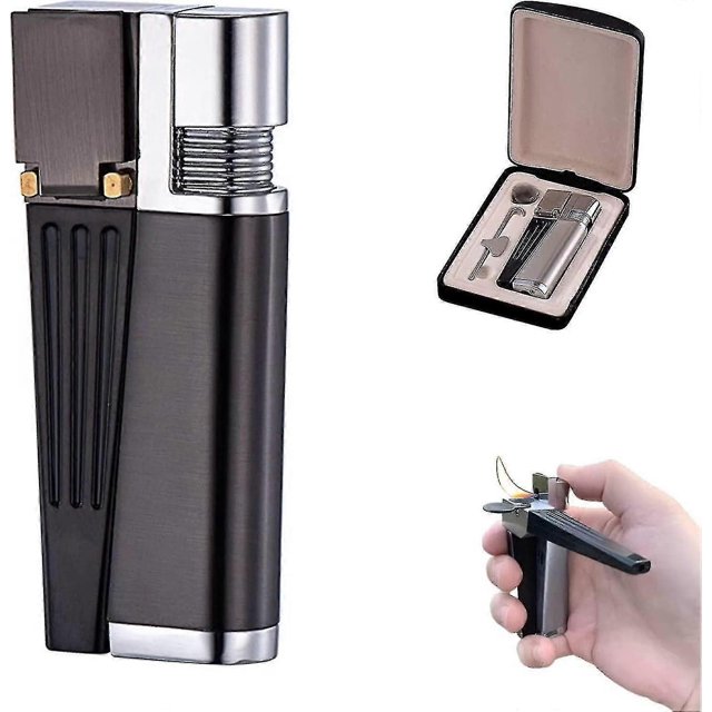 Metal Lighter Pipe Combo Portable Hitter Lighter Foldable Open Flame 2-in-1 Lighter Best Gifts for Men