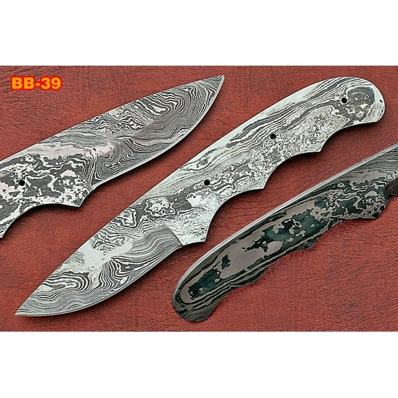 8" drop point blank blade, hand forged Damascus steel knife with 3.25" cutting