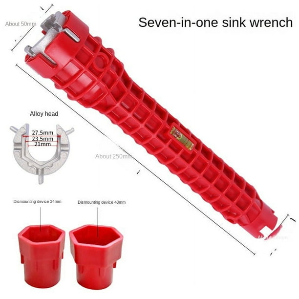 Llave multifuncional para plomería, llave para grifo y fregadero, instalador de grifo y fregadero para inodoro, fregadero, baño, tubería de cocina y bañera