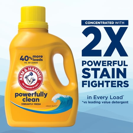 ARM & HAMMMER Liquid Laundry Detergent Soap, Clean Burst Fresh, 33 fl oz, 33 Loads