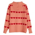 thumbnail image 6 of QSAWXQZ Women's Valentine's Sweater Knitting V Neck Heart Print Striped Pullover Top Rose Gold XL, 6 of 6
