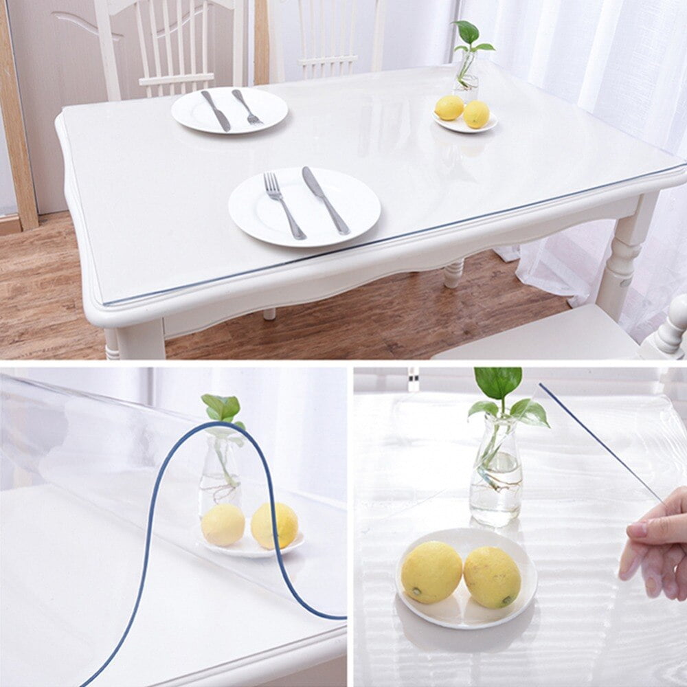 Clear PVC Table Cover Protector Transparent Tablecloth Pad Plastic Desk