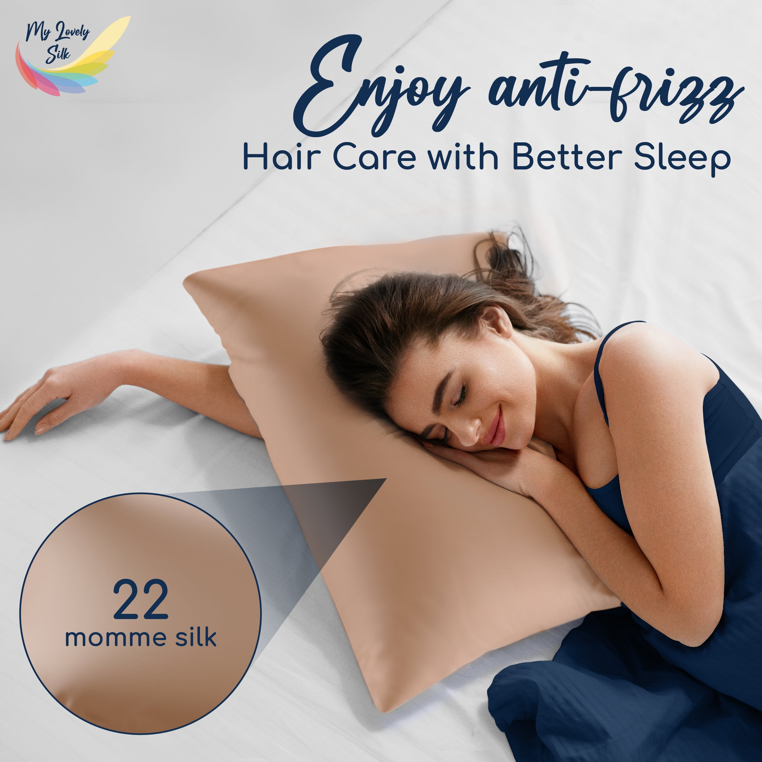 My Lovely Silk Pure 6A Silk Pillowcase - 51 x 92 cm, Natural Silk Pillow Case For Hair and Skin, Hypoallergenic and Breathable Silk Pillow Cases For Women, Double Sided 22 Momme Silk, Durable, Standar