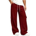 thumbnail image 3 of ShomPort Men's Sweatpants with Flap Pockets Fleece Cargo Pants Workout Wide Leg Open Bottom Casual Joggers, 3 of 7