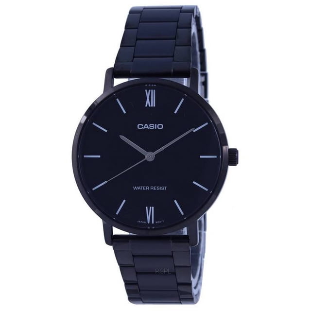 Casio Reloj Analógico de Acero Inoxidable con Esfera Negra, Modelo MTP-VT01B-1B para Hombre.