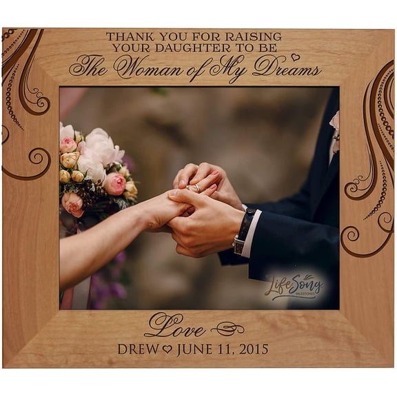 LifeSong Milestones Customized Engraved Horizontal Wedding Picture Frame -Thank you for raising your daughter