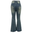 thumbnail image 7 of Fjofpr Clearance Sale Deal Womens Jeans Flare Legs Clearance Women New Fashionable Casual Solid Color High Waistband Pocket Comfortable Slim Micro Flared Denim Pants, 7 of 7