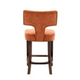 thumbnail image 6 of Hassch Linen Upholstered Bar Stools Set of 2, Mid Century Modern Counter Height Armless Chairs with Curved Backrest, Padded Seat, Copper Nail Trim & Solid Wood Legs, Farmhouse Style (Orange), 6 of 10