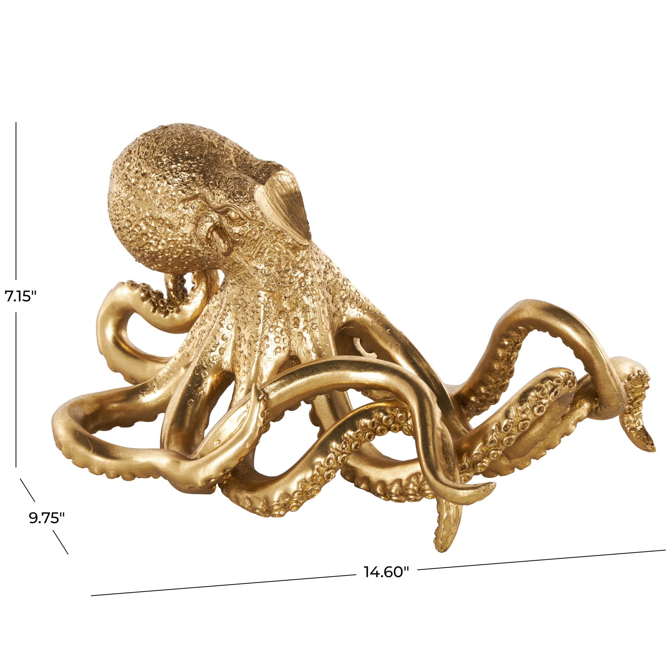 DecMode 10" x 7" Gold Resin Single Bottle Octopus Wine Holder, 1-Piece