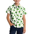 thumbnail image 2 of Blusa y camisa de manga corta con cuello vuelto, moderna e informal, con estampado del Día de San Patricio, con bolsillo, para uniforme escolar, para niños y niñas de 2 a 15 años., 2 of 7