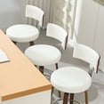 thumbnail image 6 of WOOW DEPOT PU Swivel Bar Stools Set of 2, 26" Seat Height Modern Upholstered Bar Chairs w/ Mid-back Round Seat Walnut Legs Leather Island Stools for Kitchen Counter, 6 of 11