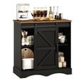 thumbnail image 2 of Chvans 31.5" Farmhouse Coffee Bar Cabinet with Storage, Aquarium Stand Fish Tank Table, Grey Accent Cabinets for Living Room, Entryway, Black, 2 of 8