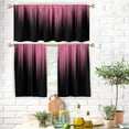 thumbnail image 2 of Pink and Black Kitchen Curtains Valance and Tiers Set 3 Piece Ombre Abstract Striped Girls Women Art Fun Small Short Home Living Room Bedroom Bathroom Window Curtains 52x18 inch + 26x36 inch*2, 2 of 6
