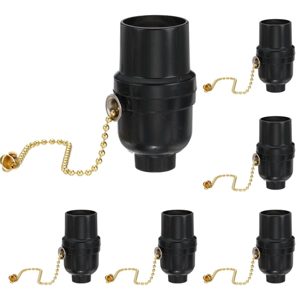Socket de lámpara de cadena Uxcell 6Pack - E26 listado por UL con cadena de 8" (Encendido/Apagado) para lámparas de mesa y de pie