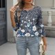 thumbnail image 2 of TaTaai Loose Printed T-Shirt Lightweight Comfortable Women's Fashion Casual Button Round Neck 3/4 Sleeve All Season Daily Versatile Blouse Gift, 2 of 7
