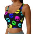 thumbnail image 2 of Yoga Vest Women Gym Sports Crop Tops Skulls For Halloween Streetwear Workout Breathable Tank Top Female, 2 of 7