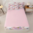 thumbnail image 4 of Manfei Halloween Pumpkin Zipper Full Size Comforter Sets with Fitted Sheet and 2 Pillowcases,Lovely Ghosts Floral Zipper Bedding Set,Beige,Pink Reversible,4pcs, 4 of 8