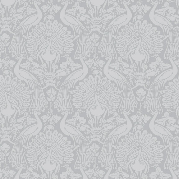 Laura Ashley Peacock Damask Pale Slate Wallpaper