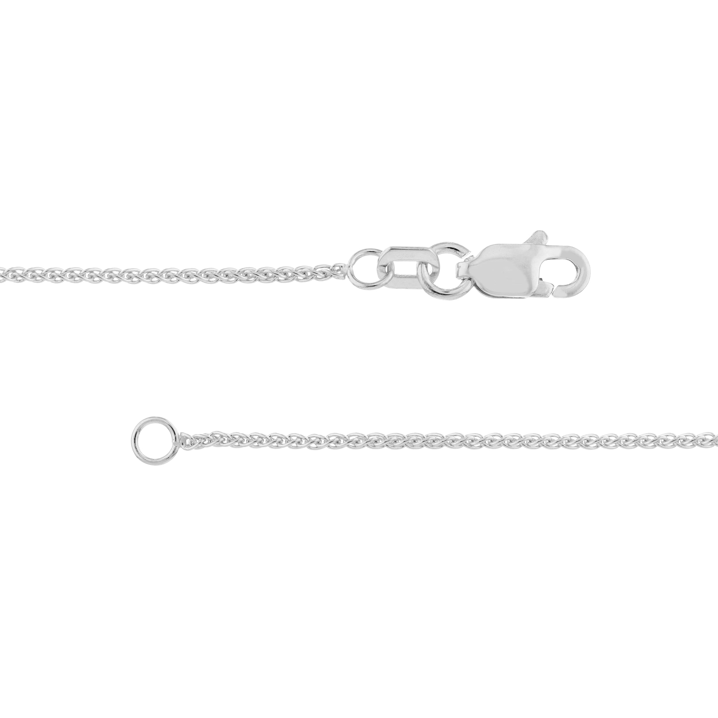 14K White Gold Women's 16" 1.05mm Round Wheat Chain Necklace