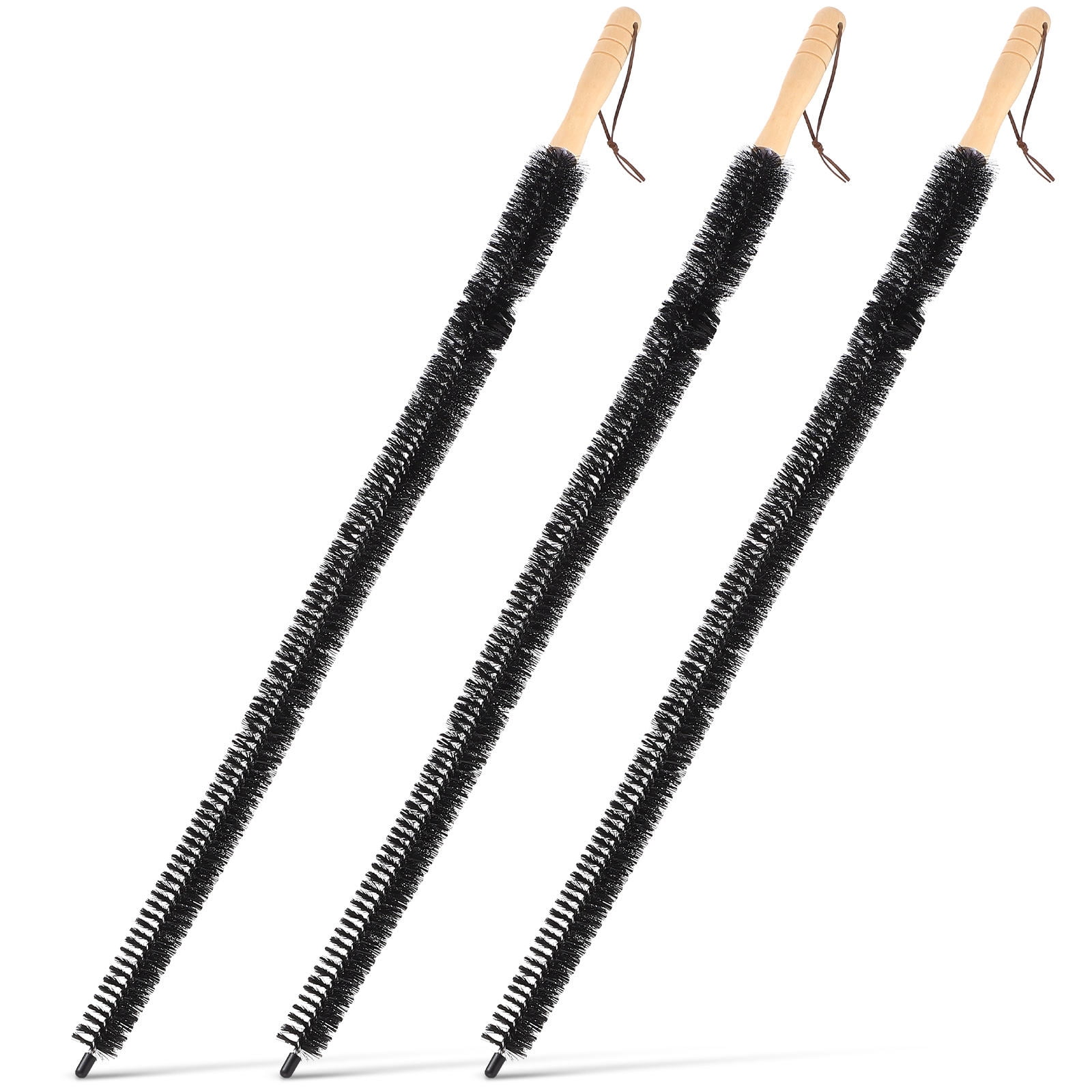 HEMOTON Radiator Cleaner Brush with Dense Polypropylene Bristles and Timber Handle for Machines Black