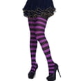 thumbnail image 5 of Collants Violets pour Femmes Halloween Noël Patchwork Coloré Rayé, 5 of 5