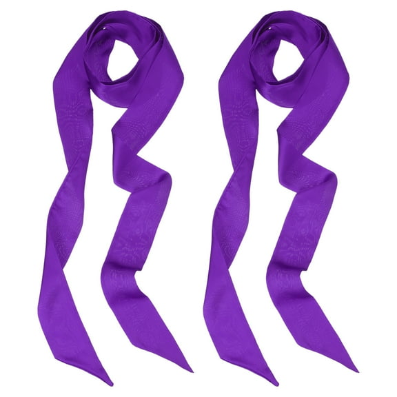 Uxcell Stylish Ribbon Scarf Solid Color Skinny Scarf Pure Long Neckerchief Silk Satin Sash Belts Hair Deep Purple 2 Pack