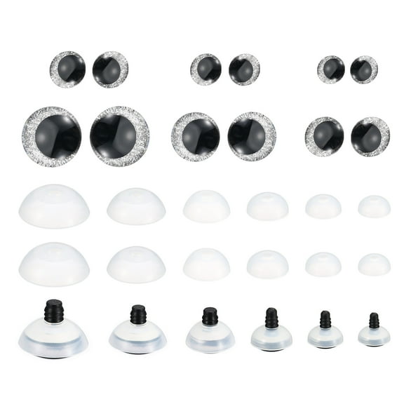 Uxcell 14-30mm Flash Safety Eyes, 34 Set Colorful Crocheting Safety Eyes, Silver