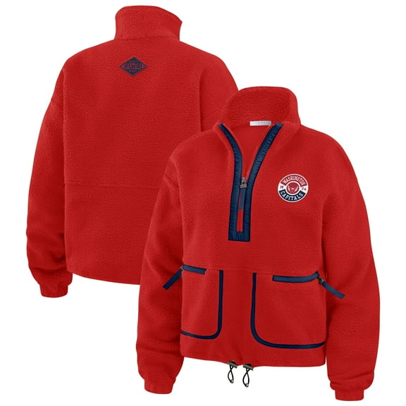 Women's WEAR by Erin Andrews Red Washington Capitals Polar Fleece Half-Zip Jacket