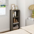 thumbnail image 2 of HOMLUX Luder 3-Tier Cube 31.5" Bookcase, Wood Storage Shelf, Small Bookshelf for Home Office & Bedroom, Gray, 2 of 10