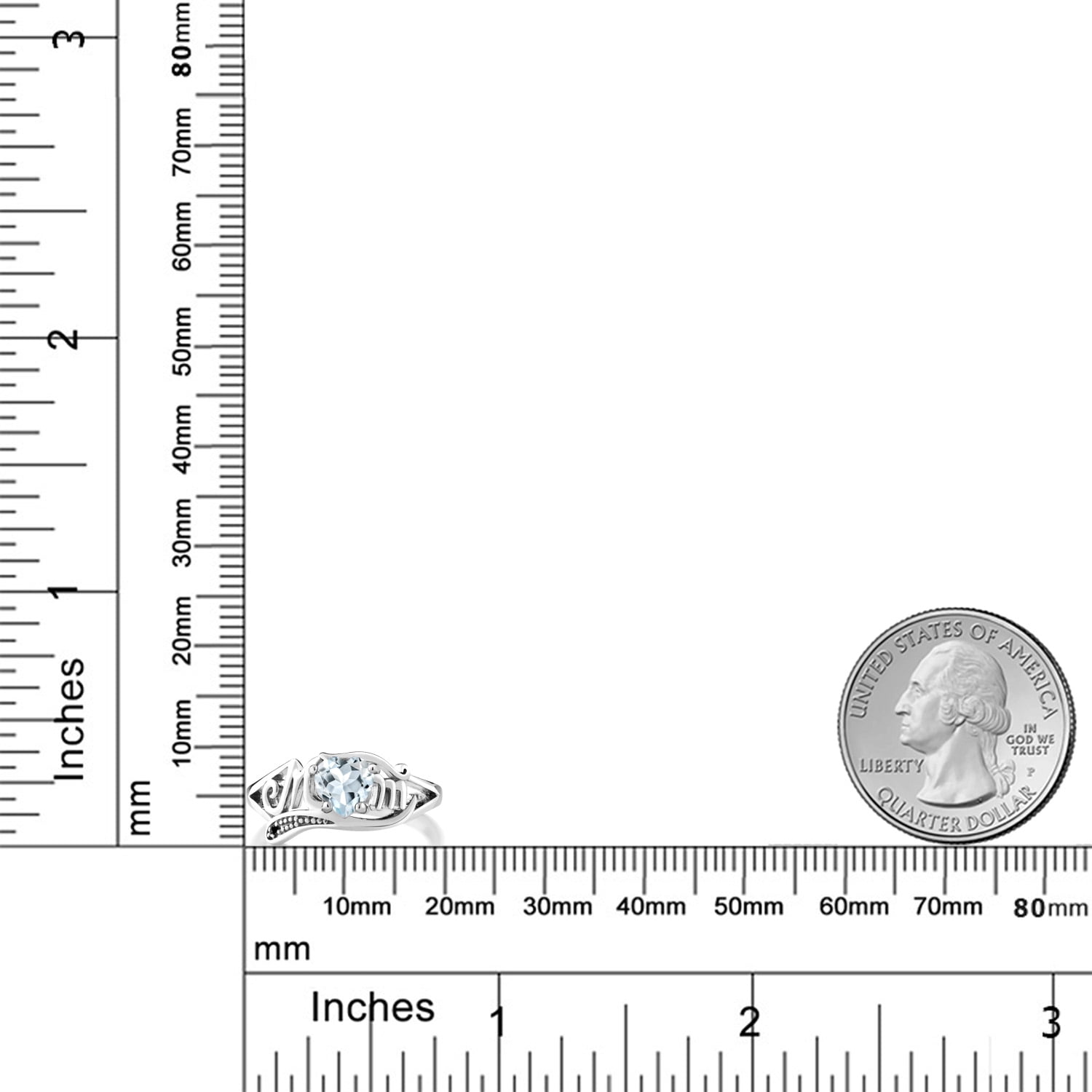 Gem Stone King 0.74 Ct Heart Shape Sky Blue Aquamarine Black Diamond 925 Sterling Silver Ring