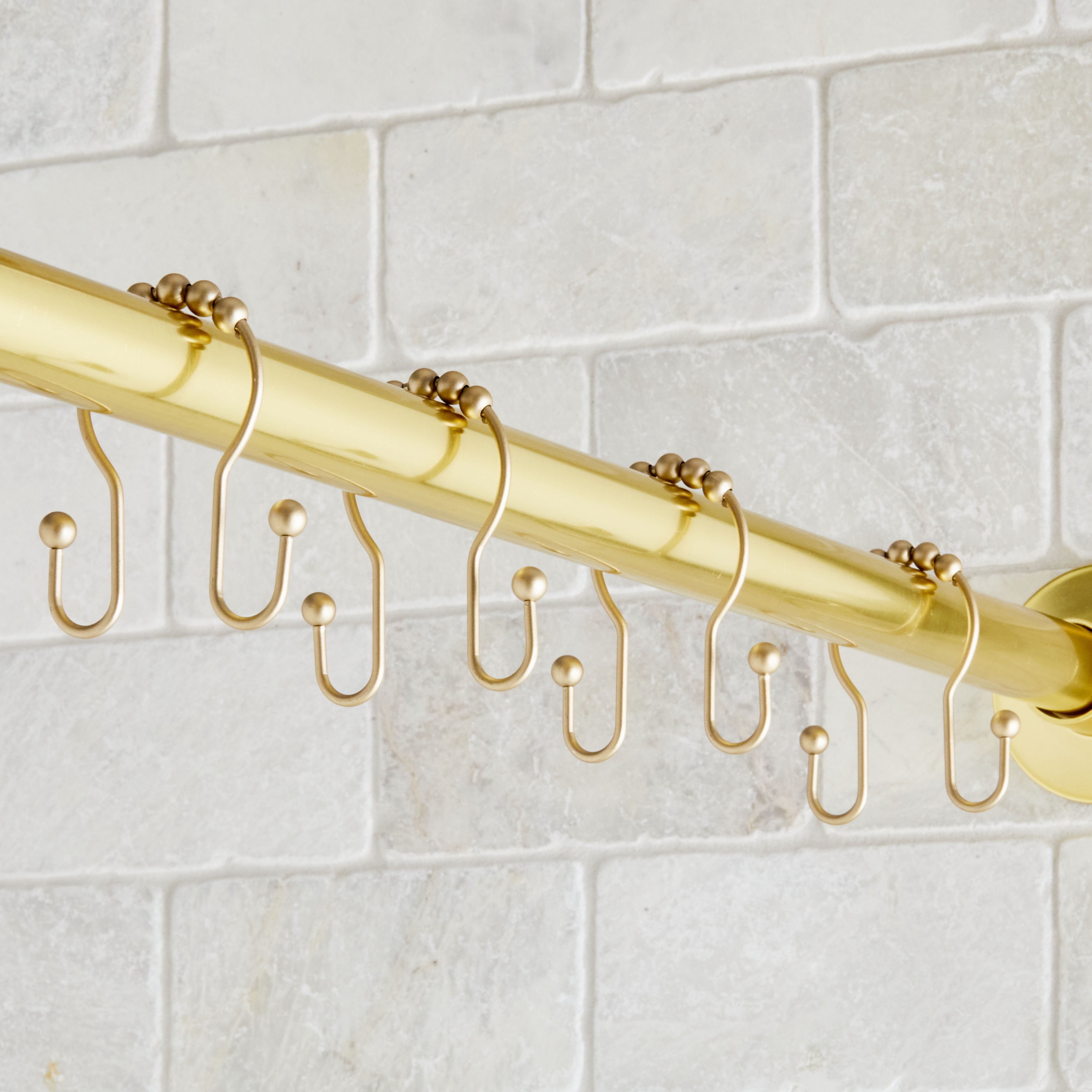 Better Homes & Gardens Rustproof Stainless Steel Double Easy Glide Shower Hooks, Brass, Set of 12