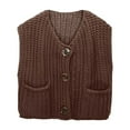 thumbnail image 3 of Women's Sleeveless Knit Cardigan Vest Solid Color Pocket Button Front Short Length Style Fall Top Plaid Sweater Vest Mens Wool Zip Vest Christmas Vests for Men Mens Sweater Vests Sweater Vest Plaid, 3 of 7
