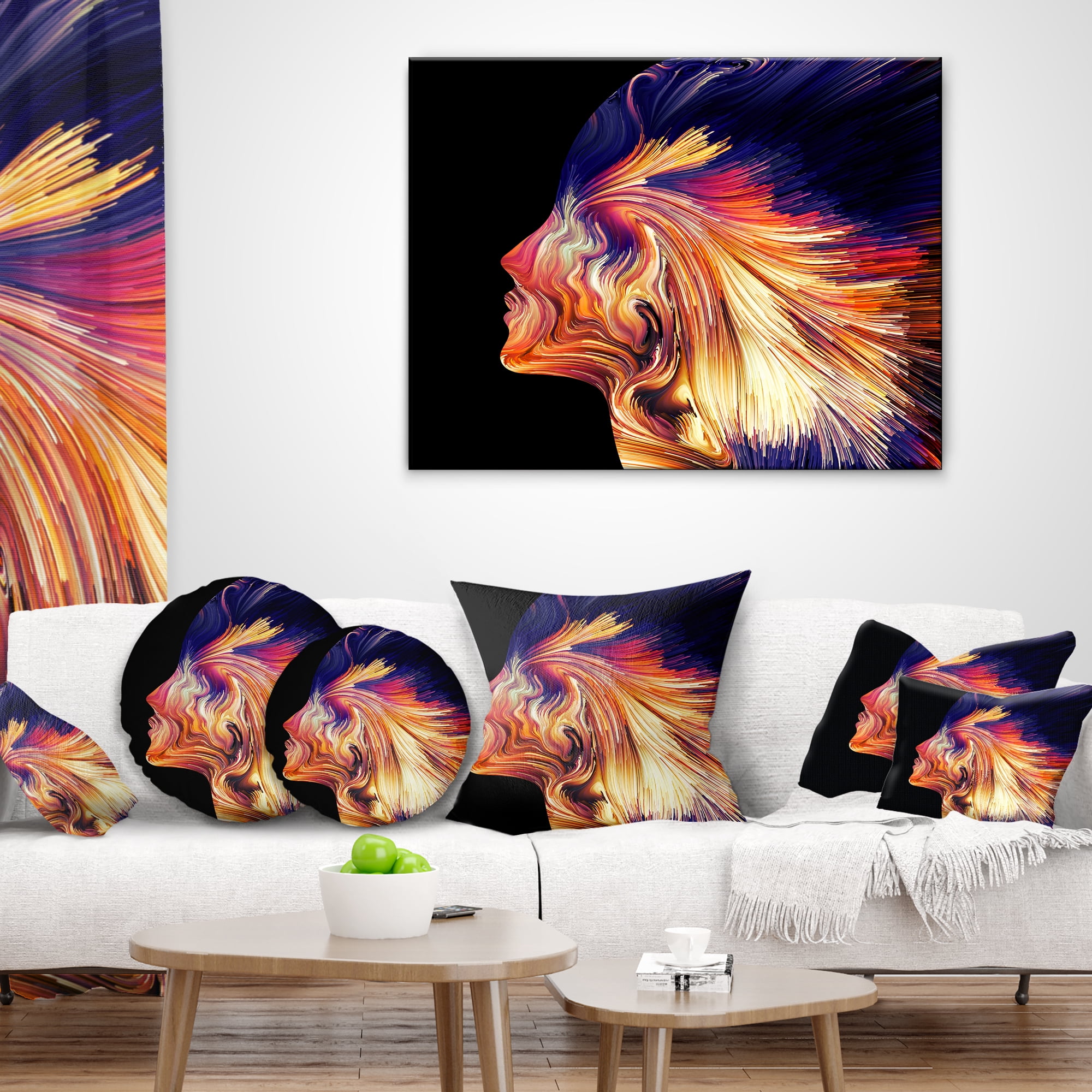 Designart Explosion of Thought - Abstract Throw Pillow - 18x18