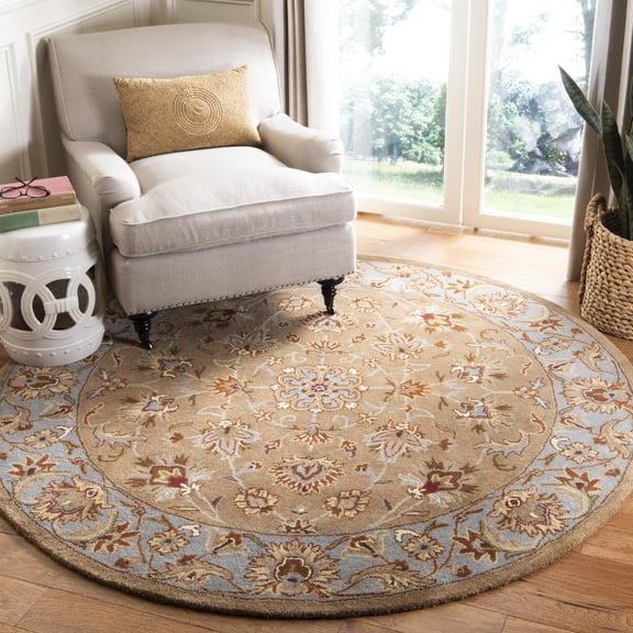 Safavieh Heritage Kensington Oriental Wool Area Rug, Beige/Blue, 6' x 6' Round