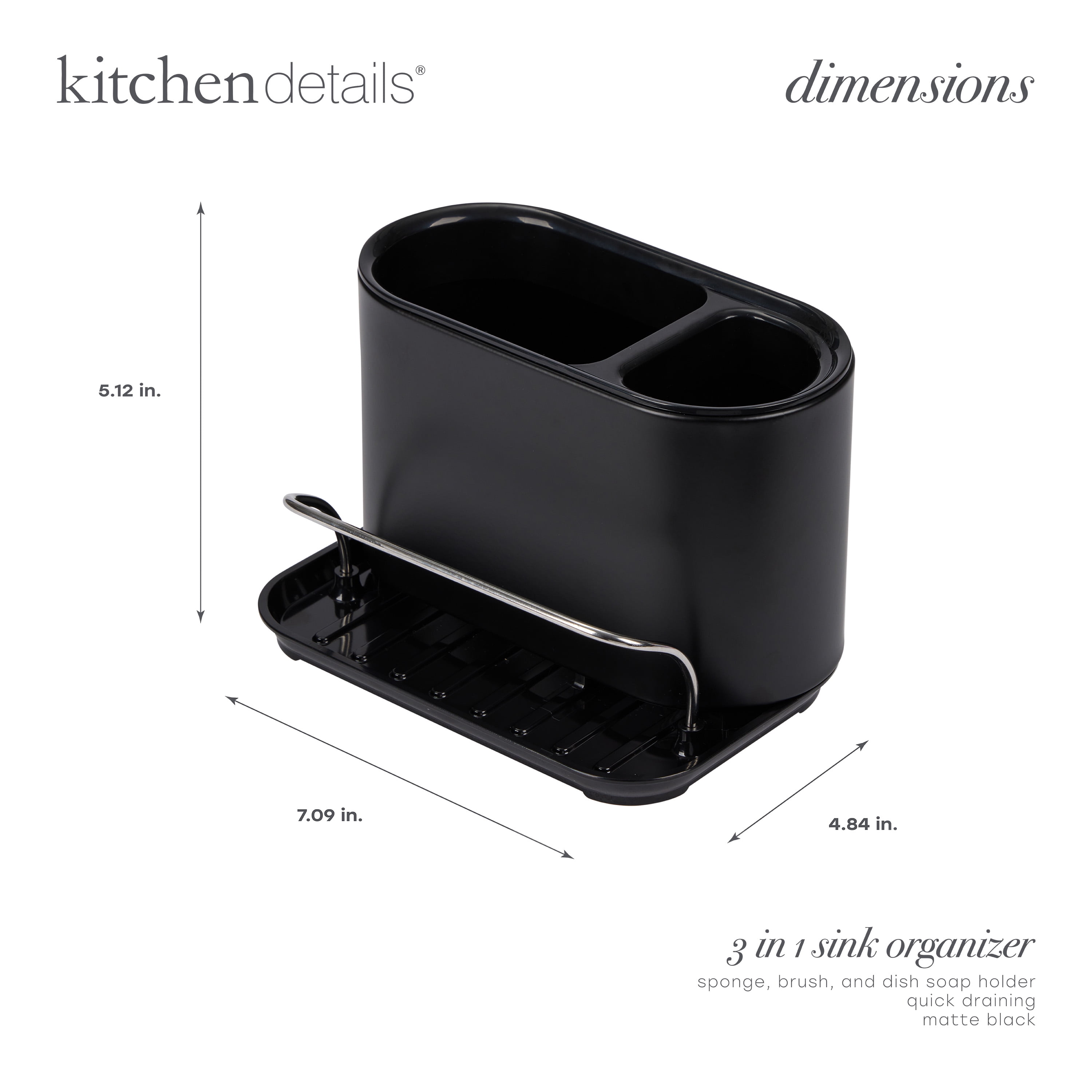 Kitchen Details 3 in 1 Sink Organizer in Matte Black