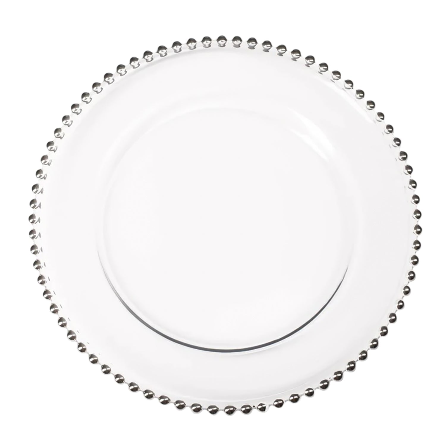 8 Pack Silver Beaded Glass Charger Plates